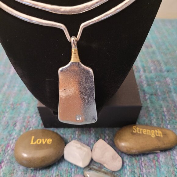 Robert Lee Morris soho necklace with rectangle abalone pendant - Picture 2 of 4